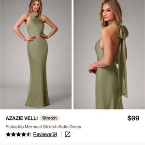 Azazie Velli Backless Green Dress